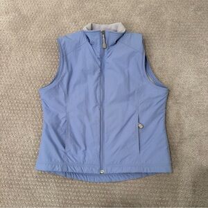 LL Bean Women’s Blue Fleece Lined Softshell Vest Small S Zip Up Outdoor